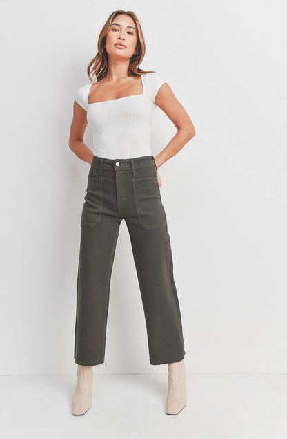 JUST BLACK HIGH RISE UTILITY WIDE LEG PANT