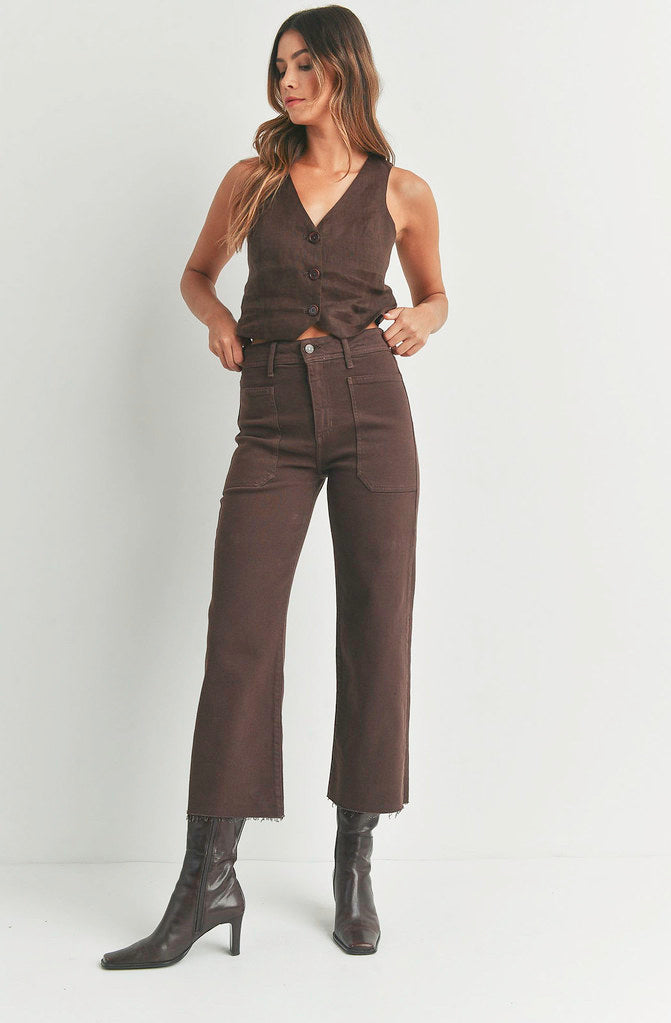 JUST BLACK HIGH RISE UTILITY WIDE LEG PANT