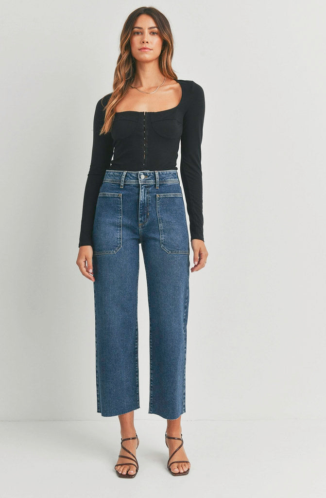 JUST BLACK HIGH RISE UTILITY WIDE LEG PANT