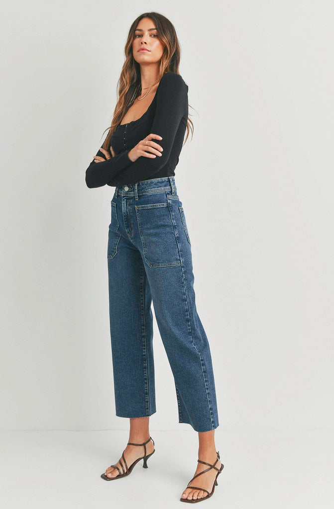 JUST BLACK HIGH RISE UTILITY WIDE LEG PANT