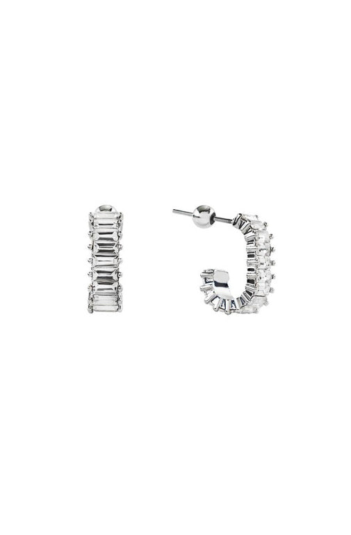 BRENDA GRANDS SILVER SQUARE DIAMOND HOOPS