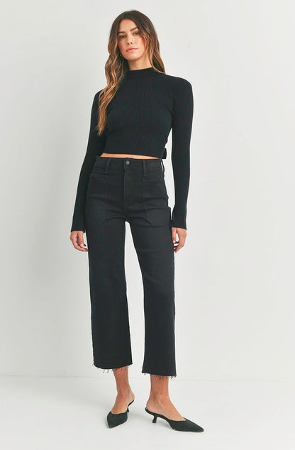 JUST BLACK HIGH RISE UTILITY WIDE LEG PANT