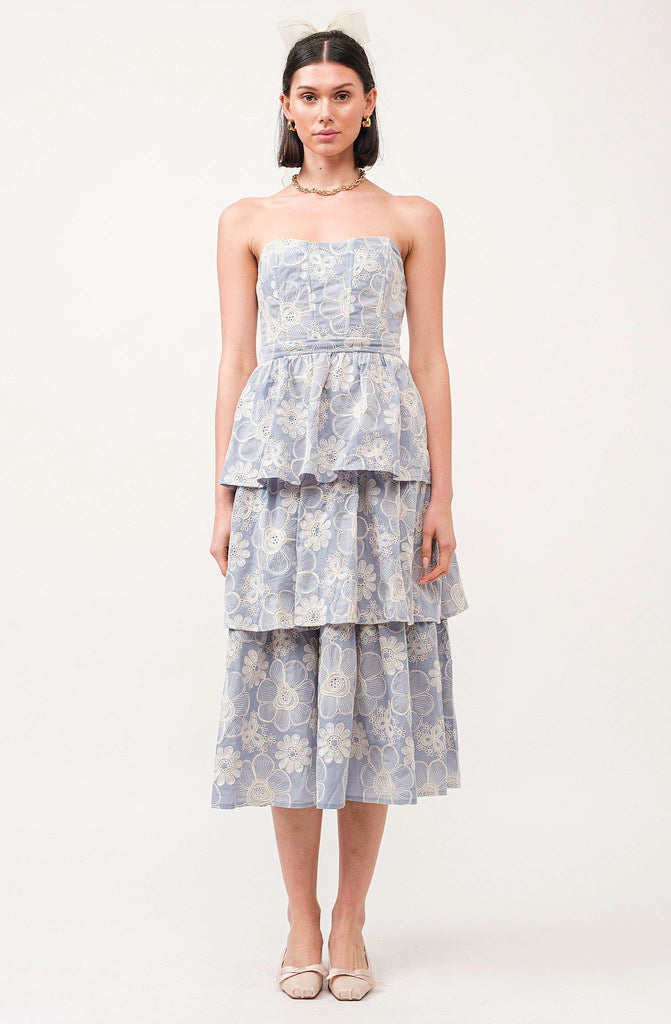 THE RUMI STRAPLESS TIERED DRESS