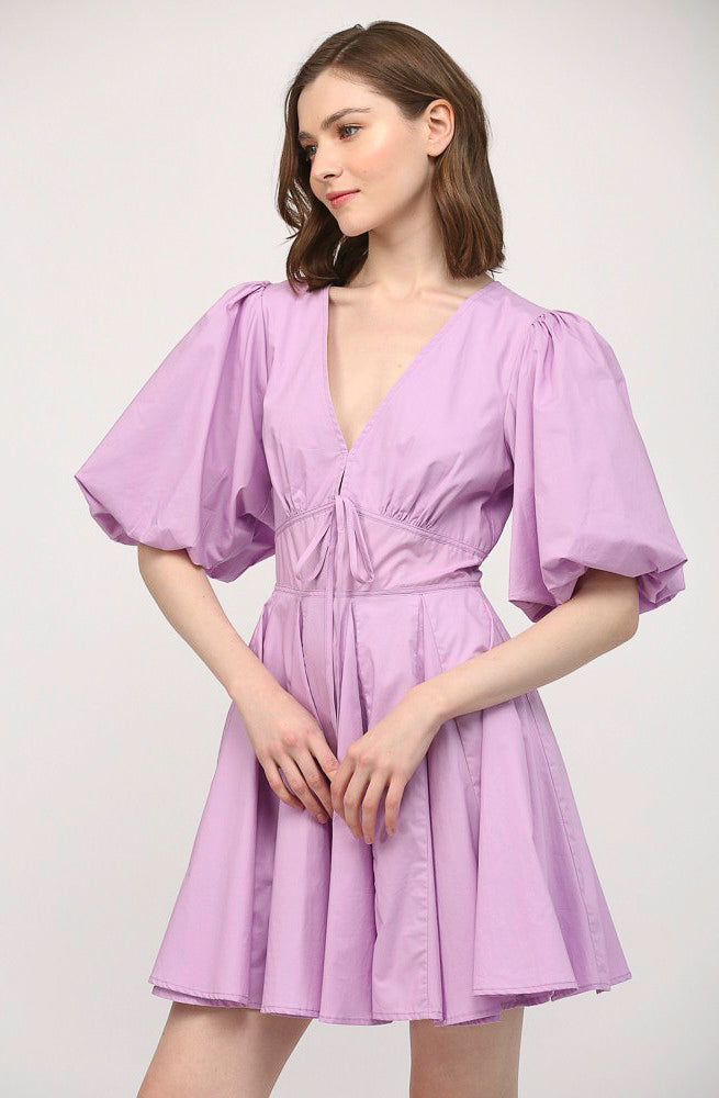 LAVENDER MIST PUFF SLEEVE DRESS