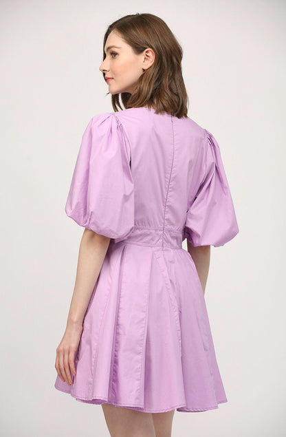 LAVENDER MIST PUFF SLEEVE DRESS