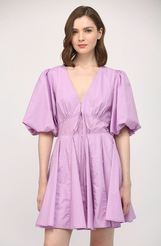 LAVENDER MIST PUFF SLEEVE DRESS