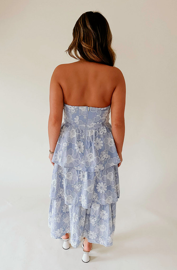 THE RUMI STRAPLESS TIERED DRESS