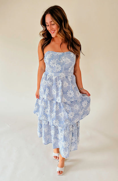 THE RUMI STRAPLESS TIERED DRESS