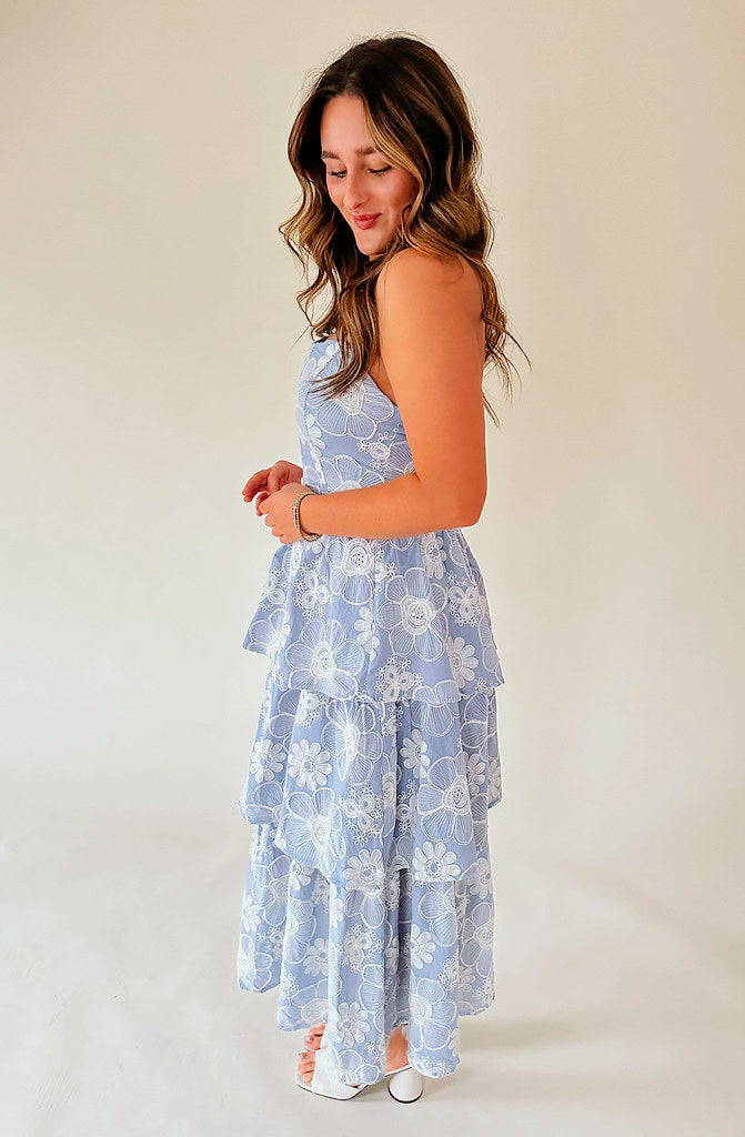 THE RUMI STRAPLESS TIERED DRESS