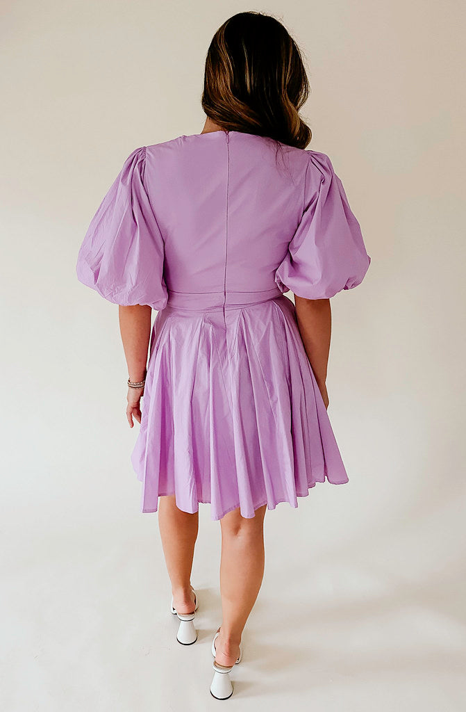 LAVENDER MIST PUFF SLEEVE DRESS