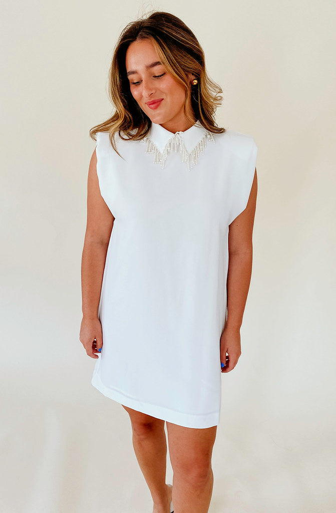 PEARLS AND PROSECCO COLLARED DRESS
