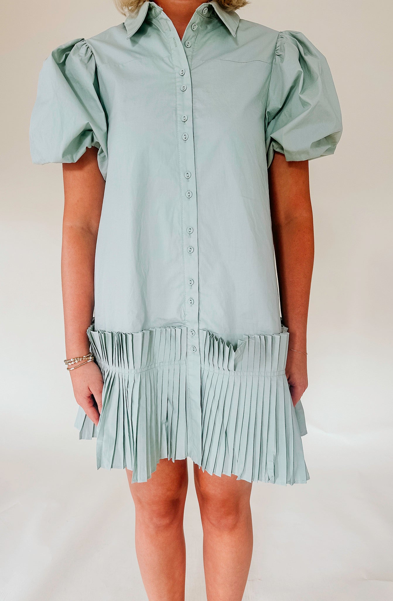 SANTA MONICA PLEATED HEM DRESS