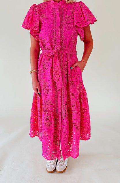 PINK SKIES EMBROIDERED DRESS