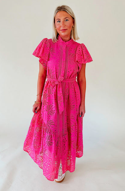 PINK SKIES EMBROIDERED DRESS