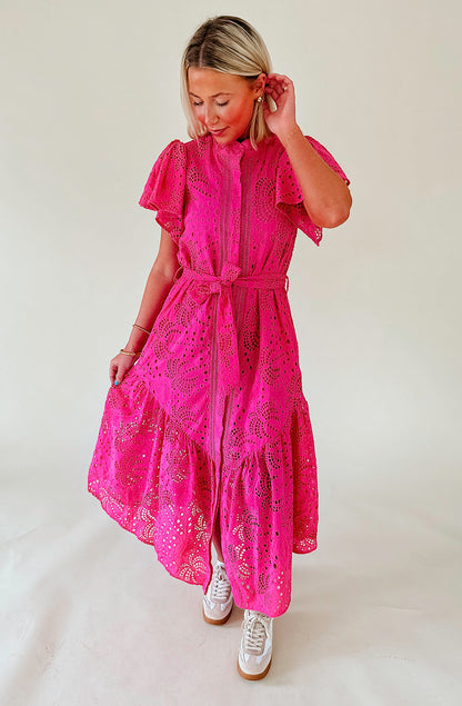 PINK SKIES EMBROIDERED DRESS