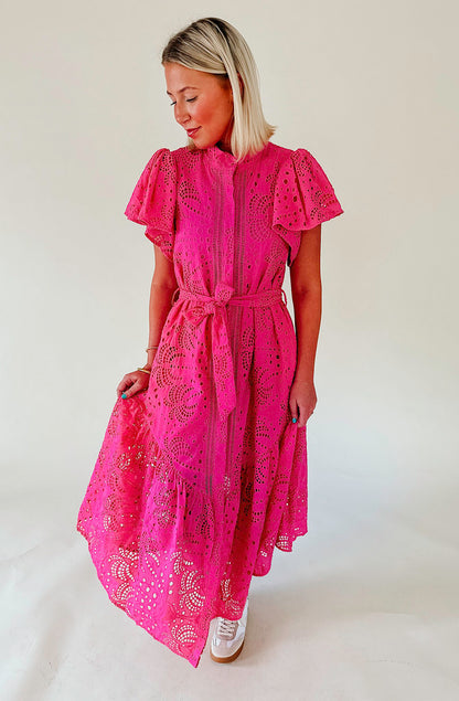 PINK SKIES EMBROIDERED DRESS