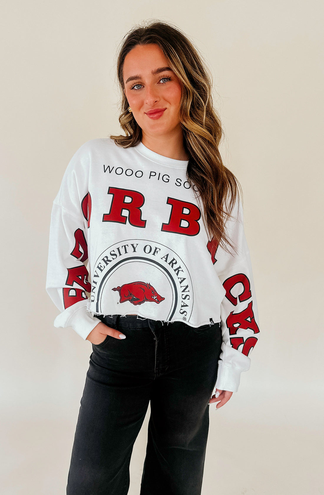 ARKANSAS SPLIT CROPPED SWEATSHIRT