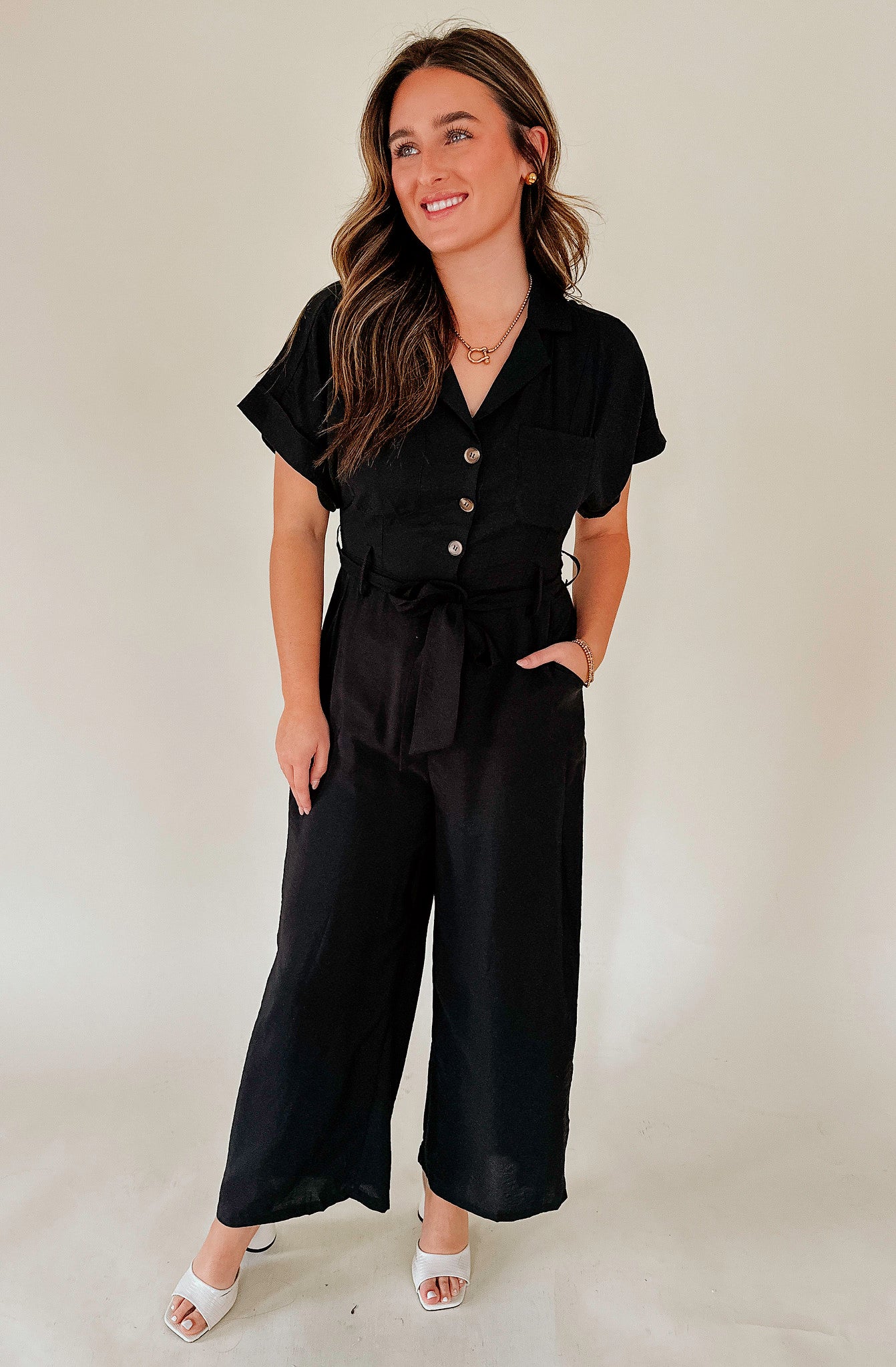 IN THE ZONE BUTTONED JUMPSUIT