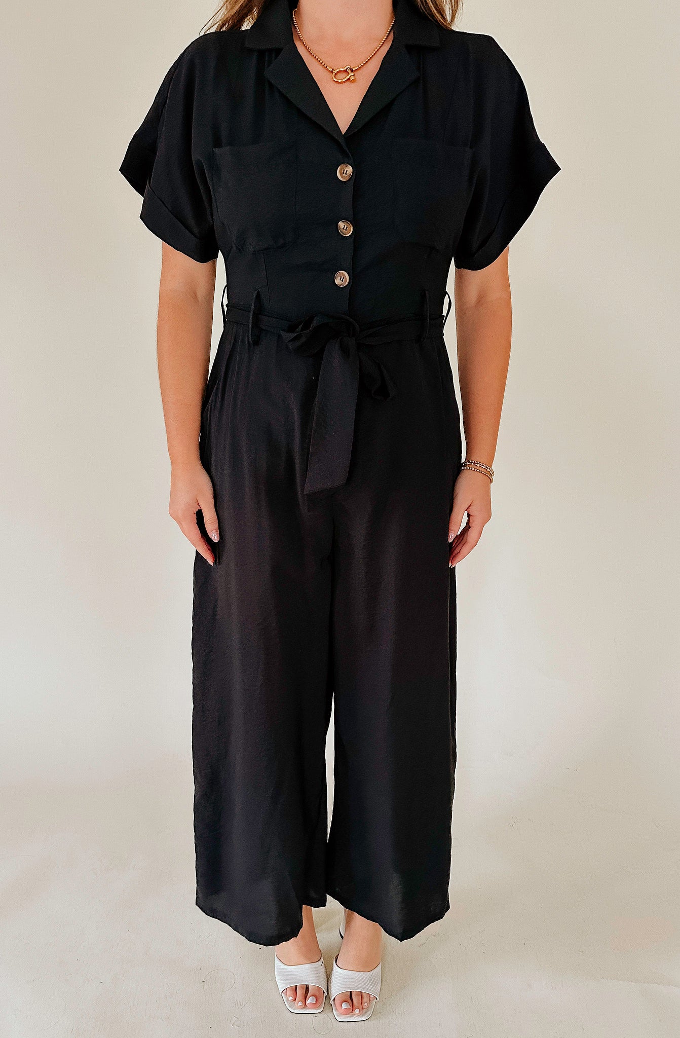 IN THE ZONE BUTTONED JUMPSUIT