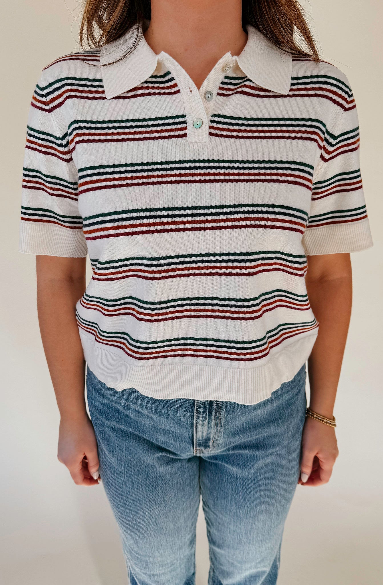 ADDIE POLO STRIPE TOP