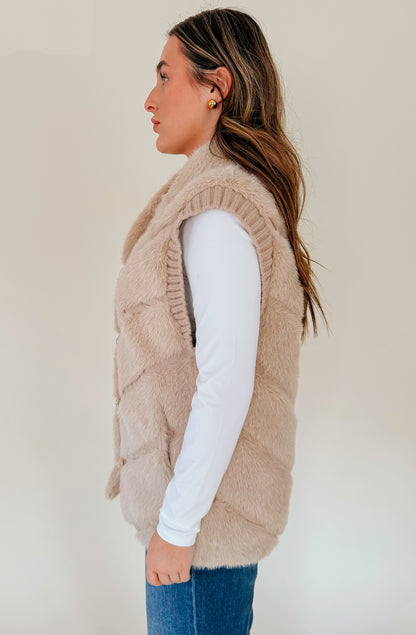 KORI SAND FAUX FUR VEST