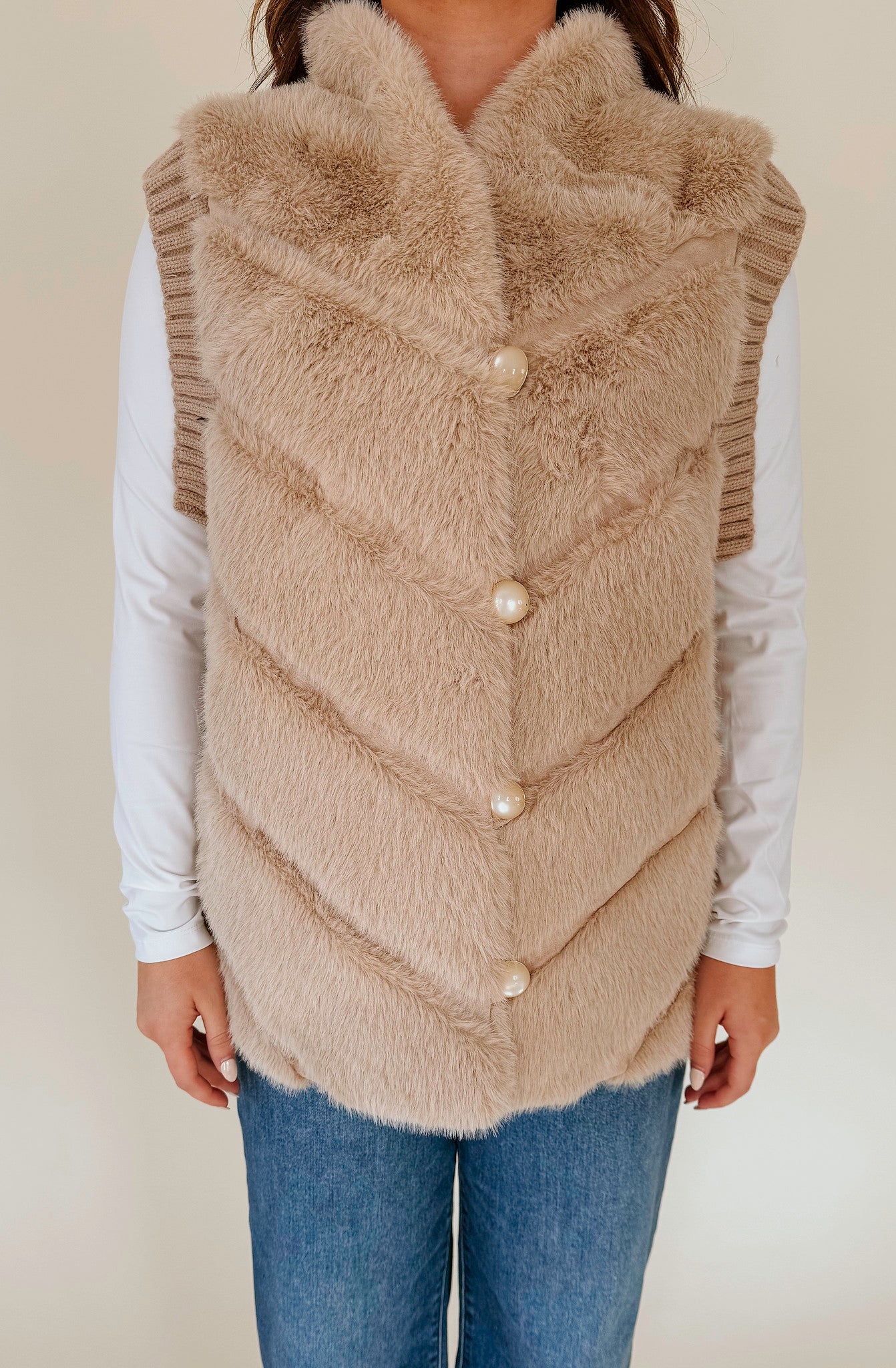 KORI SAND FAUX FUR VEST