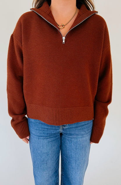 TAKE THE HINT HALF ZIP SWEATER