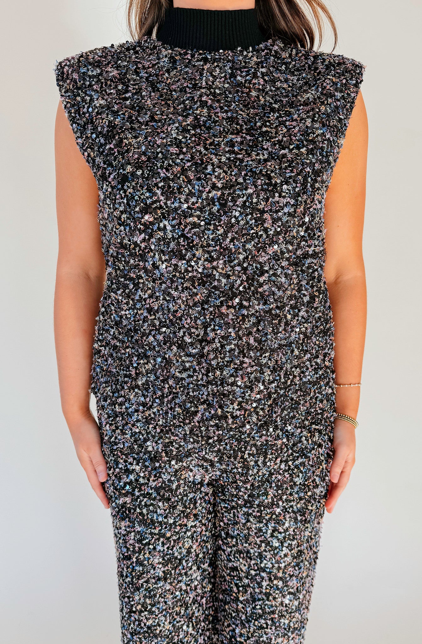 SEEING STARS TWEED BOUCLE SEQUIN TOP