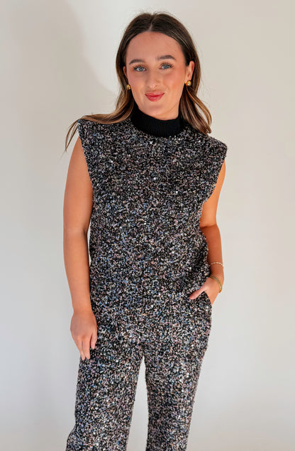 SEEING STARS TWEED BOUCLE SEQUIN TOP