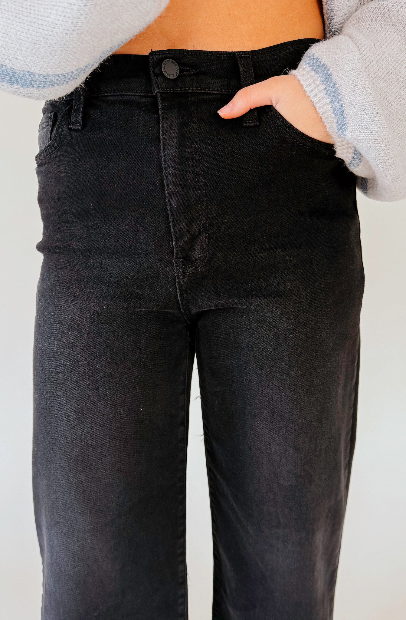 JUST BLACK DENIM SCISSOR CUT WIDE LEG