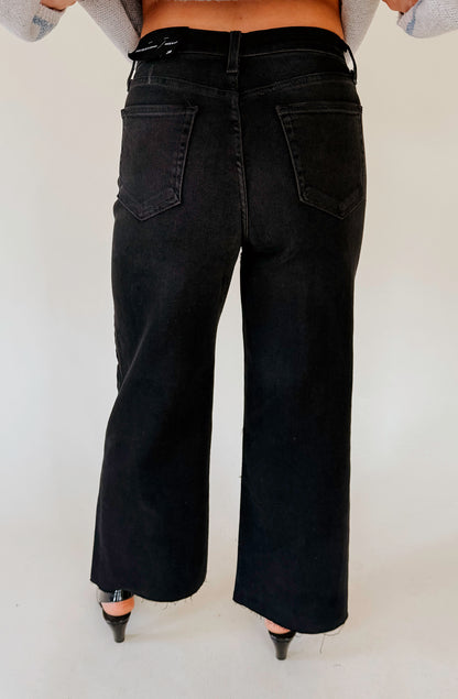 JUST BLACK DENIM SCISSOR CUT WIDE LEG