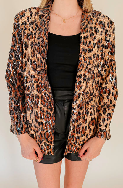 SPARKLE AND SHINE LEOPARD BLAZER