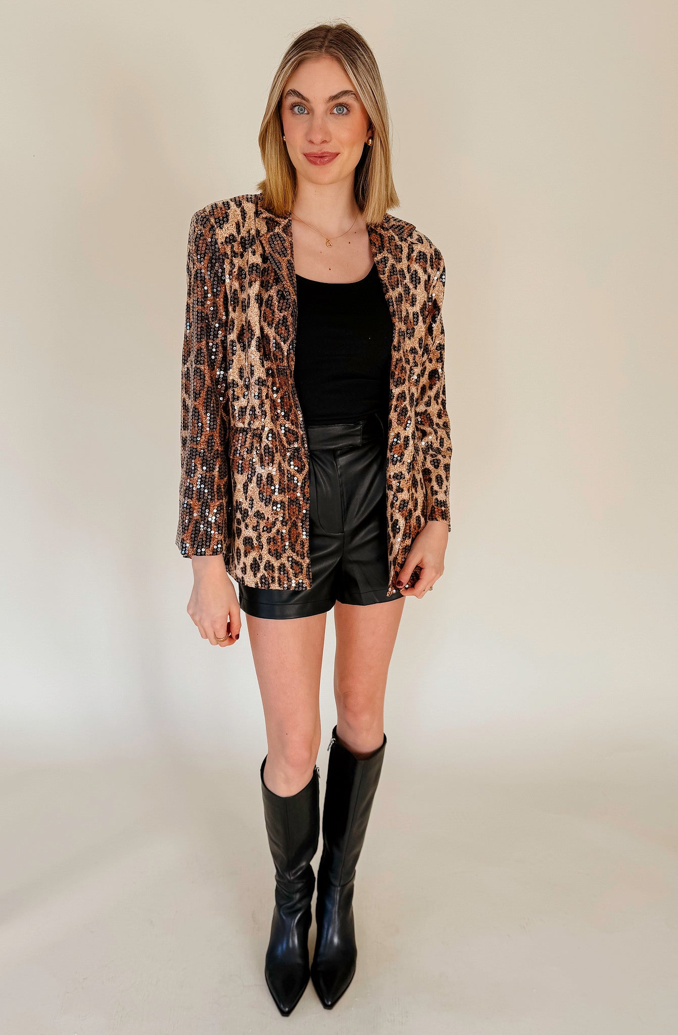 SPARKLE AND SHINE LEOPARD BLAZER