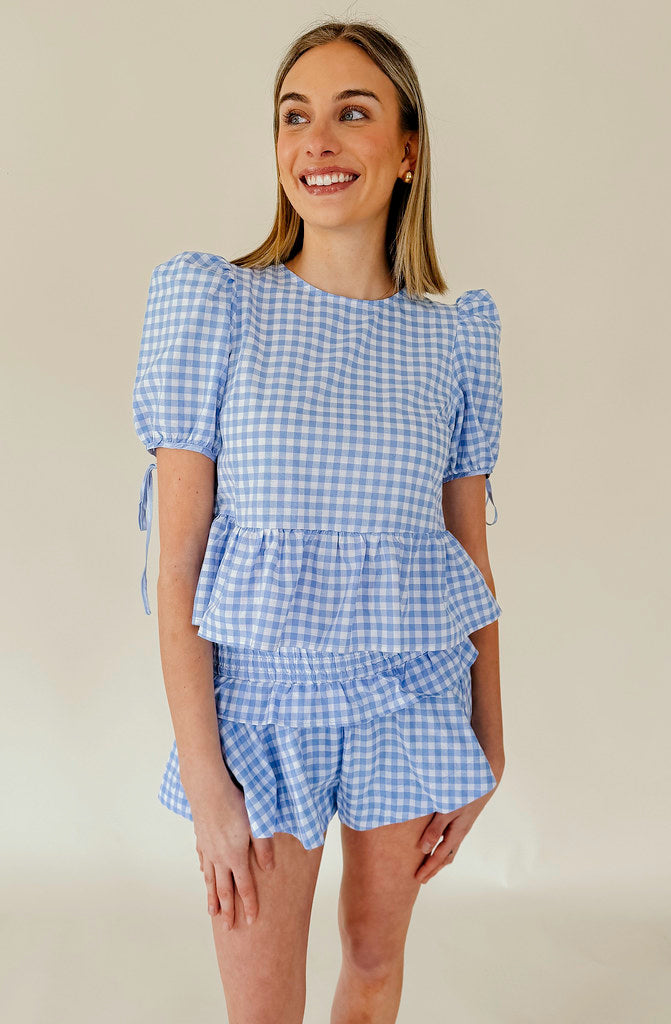 PLAID REPUTATION SMOCKED SHORTS