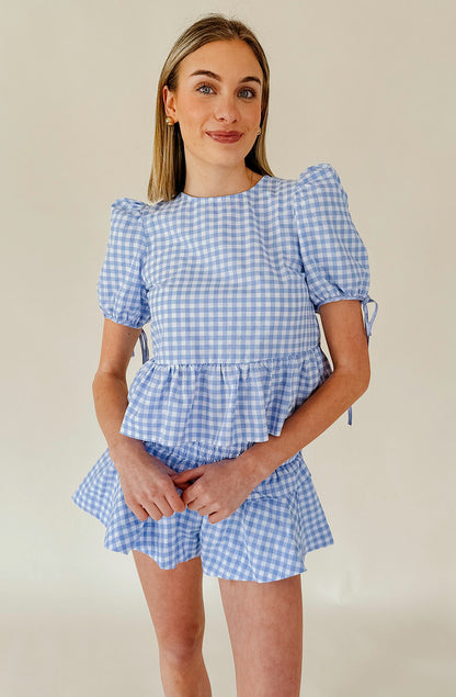 PLAID REPUTATION SMOCKED SHORTS