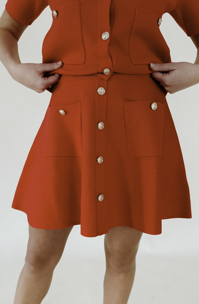 RED-Y OR NOT BUTTONED SKIRT