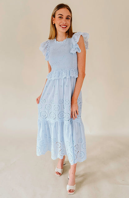 SOMEWHERE ON A BEACH EYELET DRESS