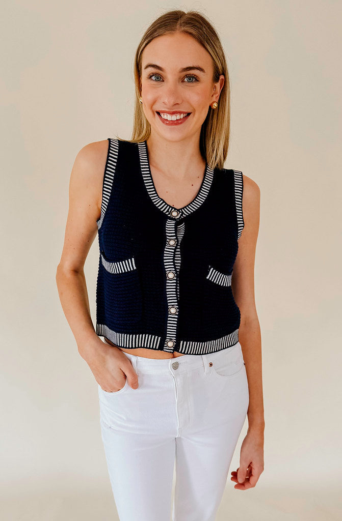 SAIL AWAY BUTTONED SWEATER VEST