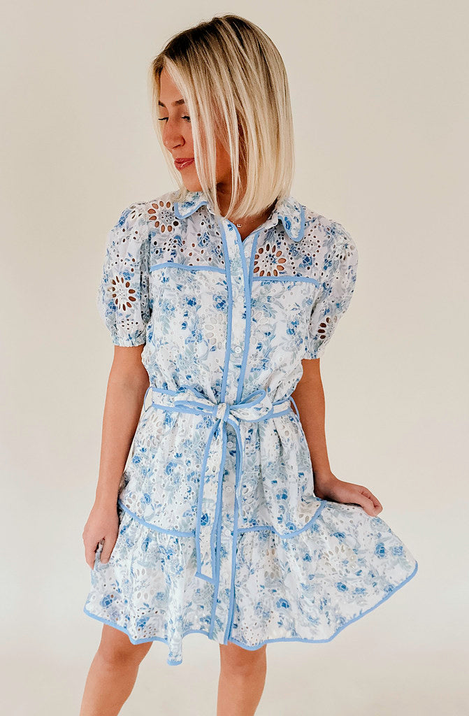 OFF TO THE RACES EYELET DRESS