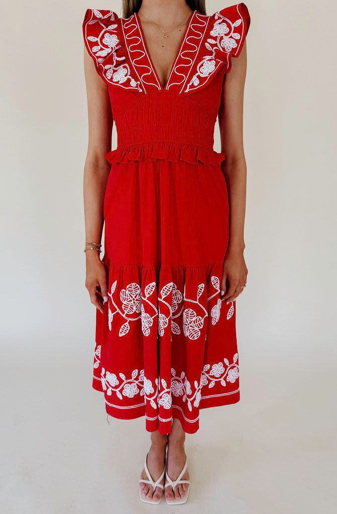 SWEET ESCAPE EMBROIDERED DRESS