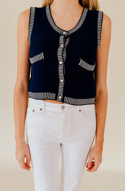 SAIL AWAY BUTTONED SWEATER VEST