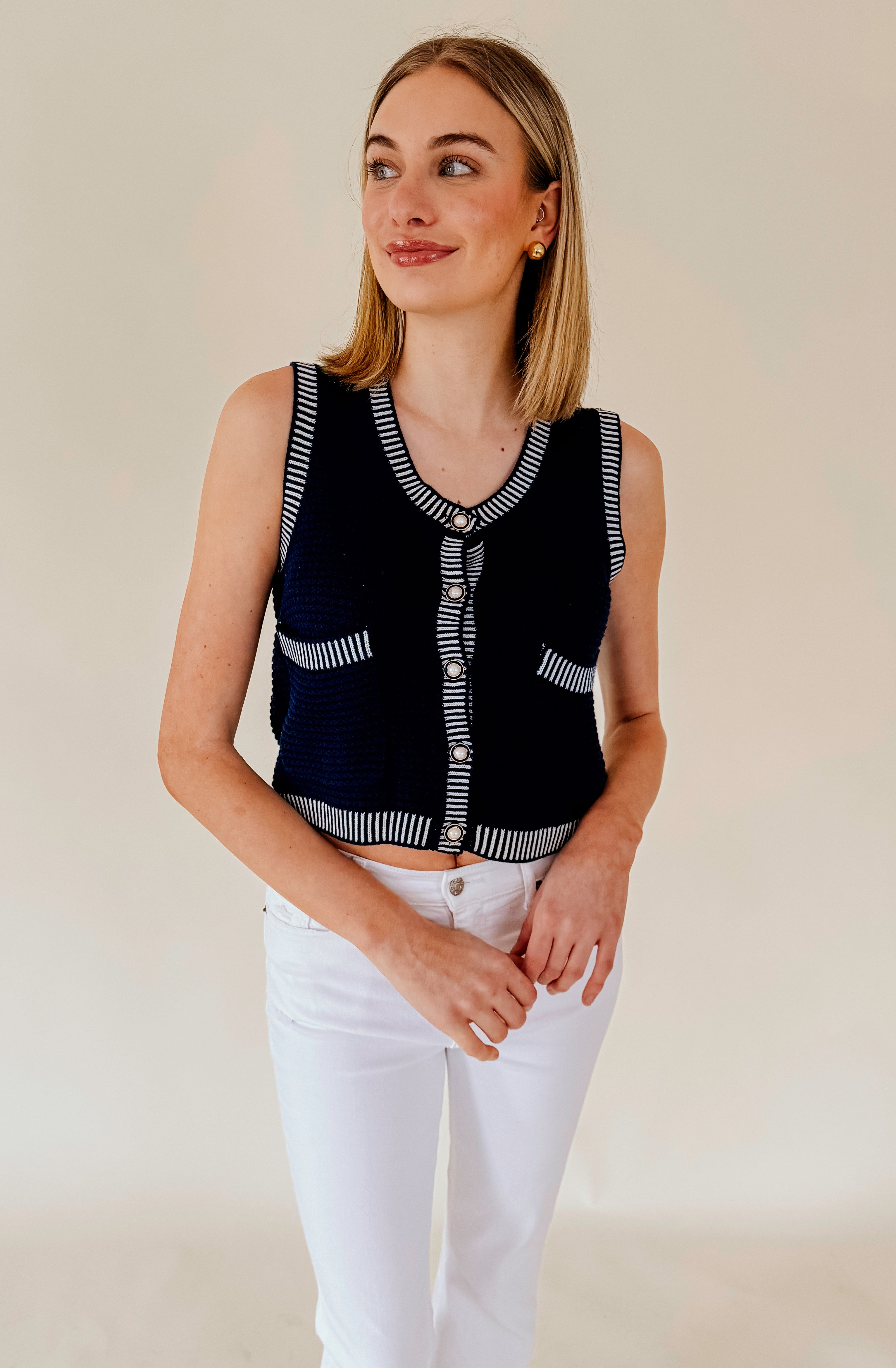 SAIL AWAY BUTTONED SWEATER VEST