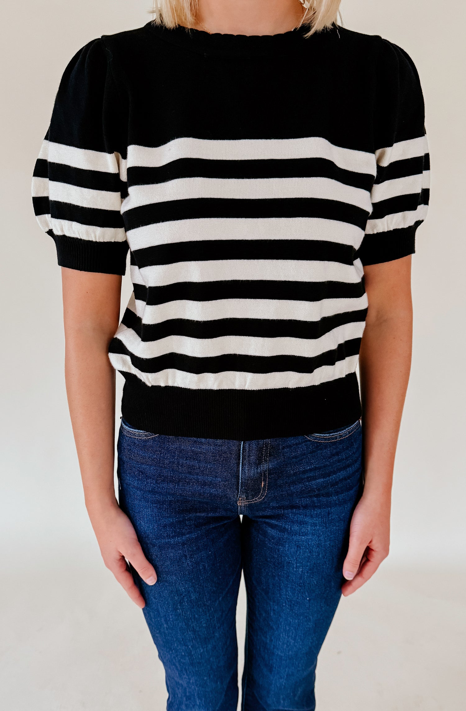 EASY DOES IT STRIPED SWEATER TOP