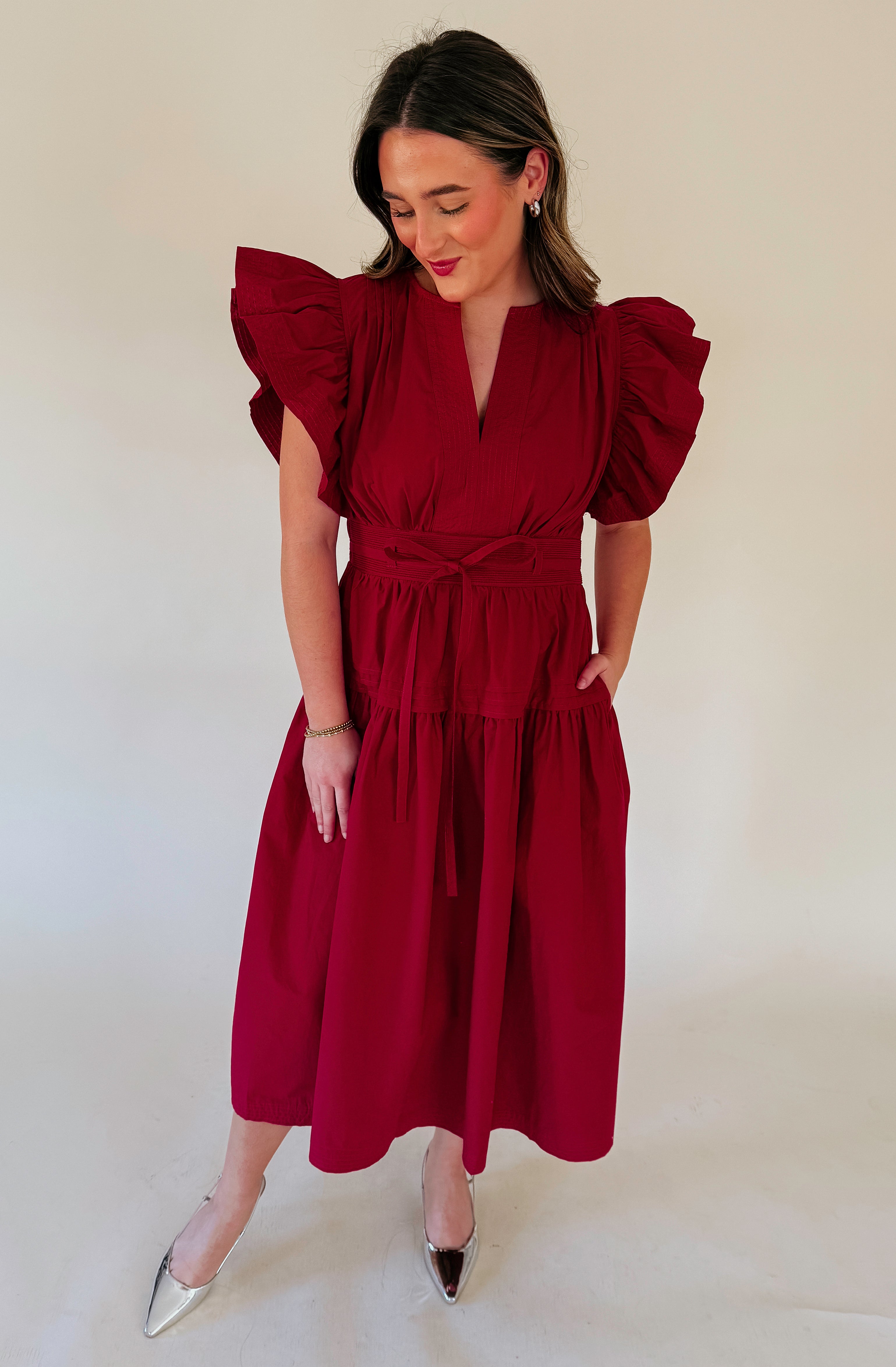 LOOK IN YOUR EYE POPLIN MIDI DRESS