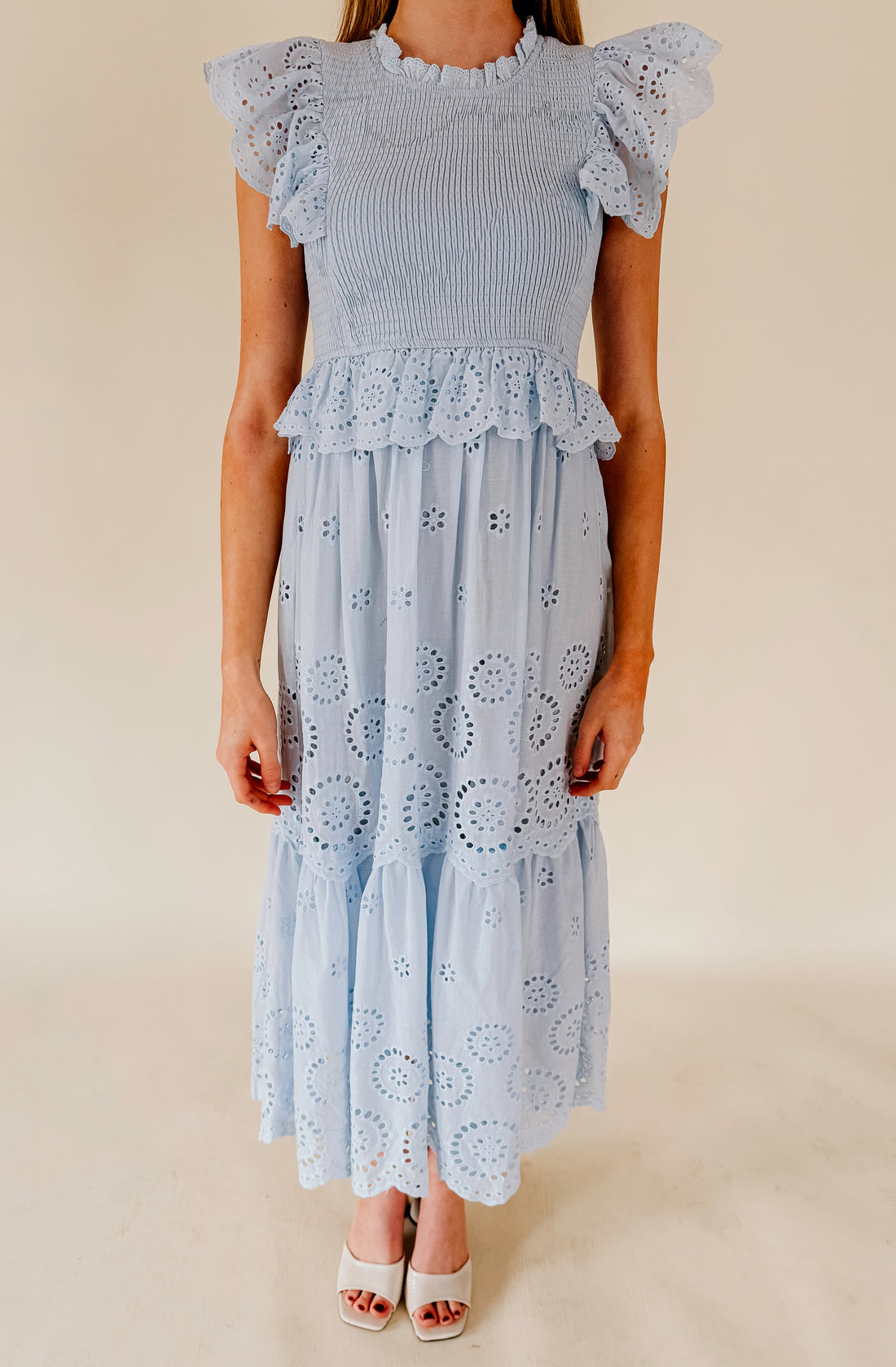 SOMEWHERE ON A BEACH EYELET DRESS