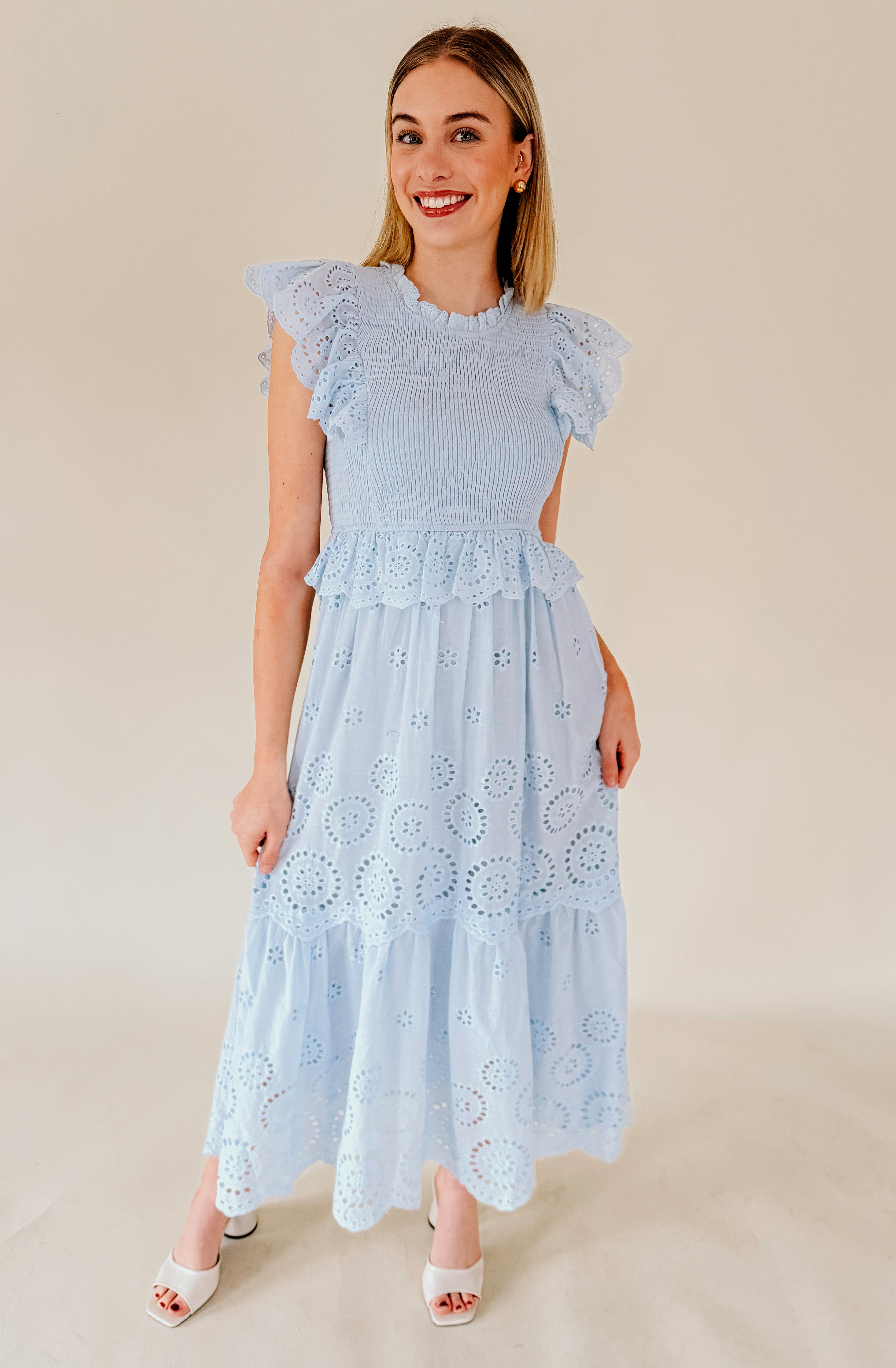 SOMEWHERE ON A BEACH EYELET DRESS